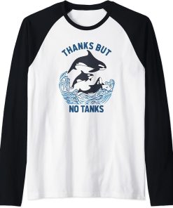 Save Orcas Thanks But No Tanks Shirt Thanks But No Tanks Raglan Baseball Tee