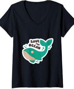 Womens Orcas Killer Whales Sea Save The Ocean Funny Orca Lover Tee V-Neck T-Shirt