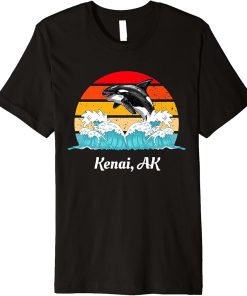 Vintage Kenai AK Distressed Orca Killer Whale Art Premium T-Shirt