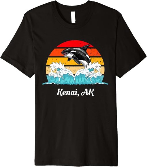 Vintage Kenai AK Distressed Orca Killer Whale Art Premium T-Shirt