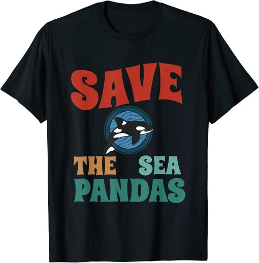 Retro Vintage Style - Save The Sea Pandas - I Love Orca T-Shirt