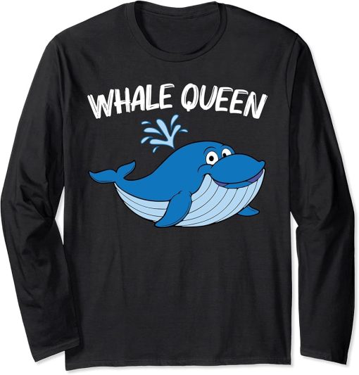 Funny Whale Art For Women Mom Orca Narwhal Blue Whales Long Sleeve T-Shirt